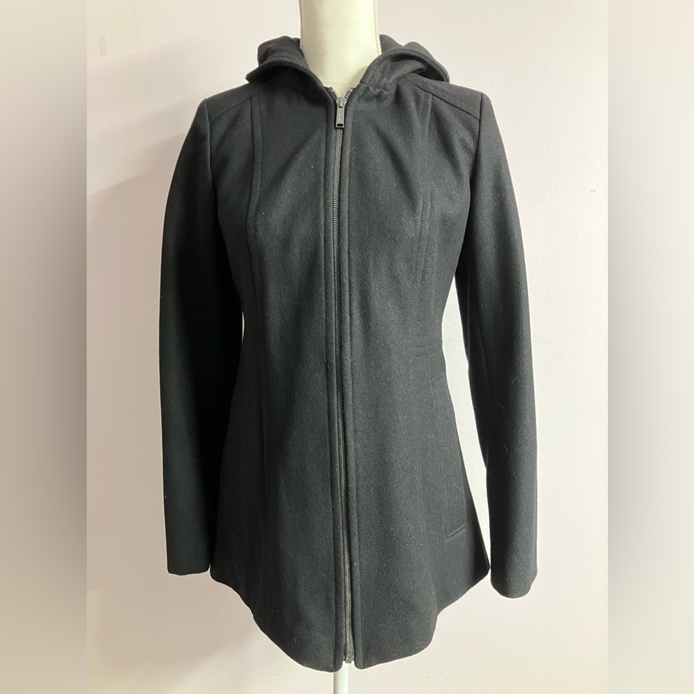 London Fog Women’s Tapered Wool Blend Jacket/Coat, Size XXS, Black